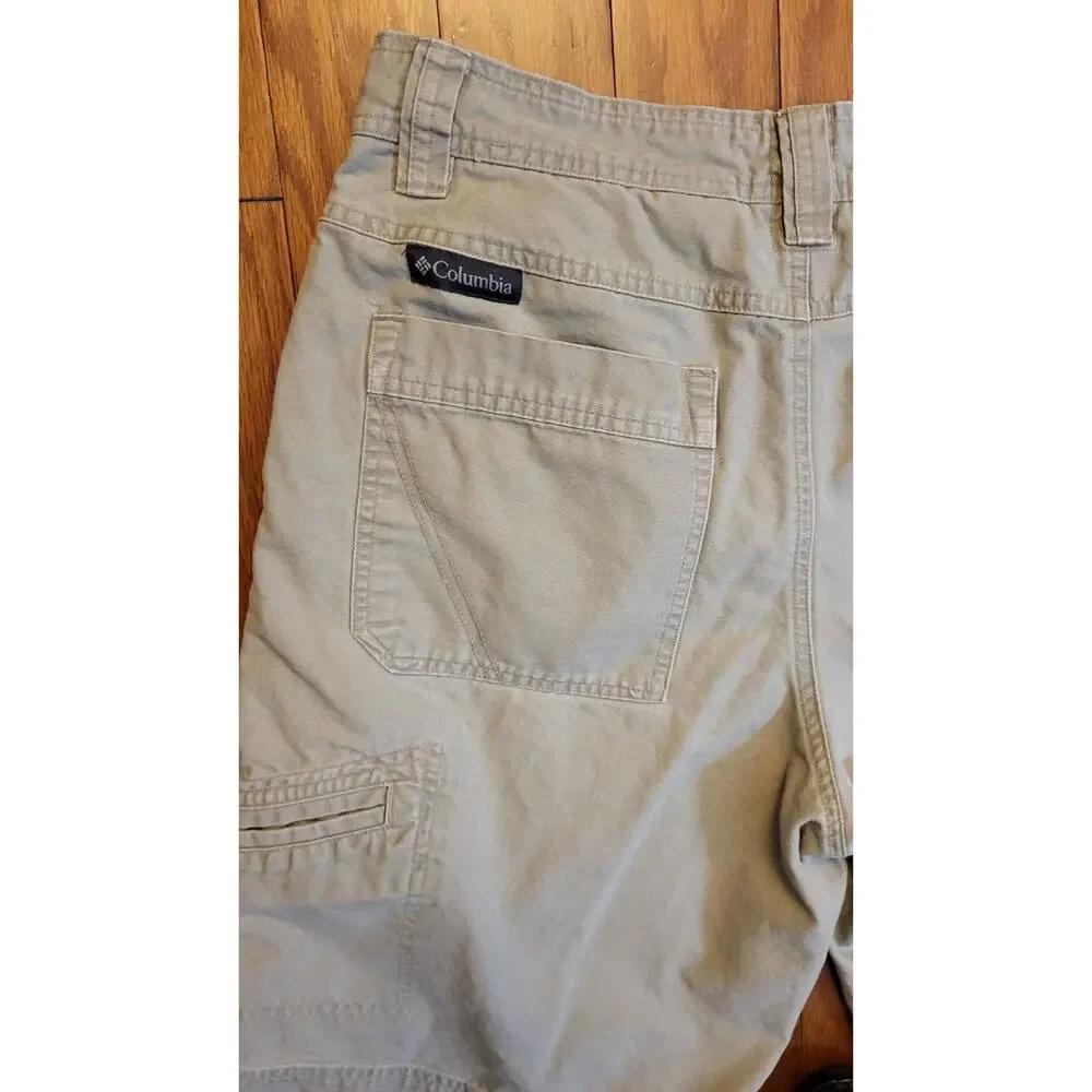 Columbia Mens Cargo Shorts Size 34 Tan Cargo Pockets Cotton